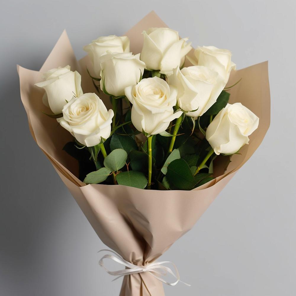 Букет 9 Белых роз Эдлесс Лав в Орехово-Зуево