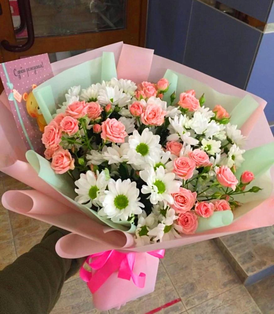 Букет цветов из: Розы и Хризантемы в Орехово-Зуево