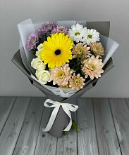 Букет цветов из:  Розы, Герберы и Хризантемы в Орехово-Зуево