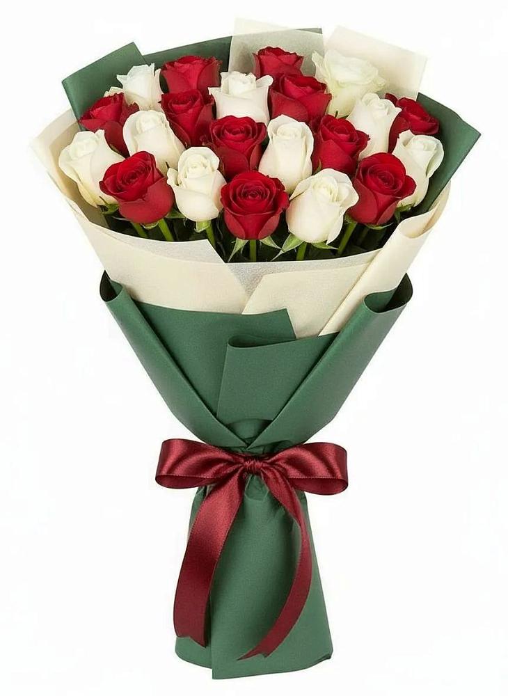Букет Микс из красных и белых роз в Орехово-Зуево