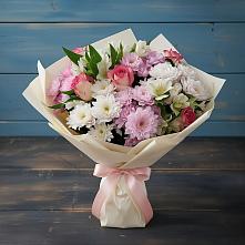 Букет цветов из:  Хризантемы, Альстромерии и Розы в Орехово-Зуево