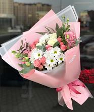 Букет цветов из:  Розы, Лизиантусы и Хризантемы в Орехово-Зуево