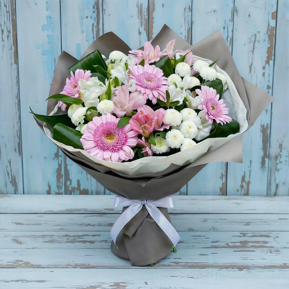 Букет цветов из: Герберы, Альстромерии и Хризантемы в Орехово-Зуево