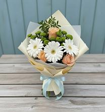 Букет цветов из:  Герберы, Розы и Хризантемы #REPLACE_PRED# Орехово-Зуево