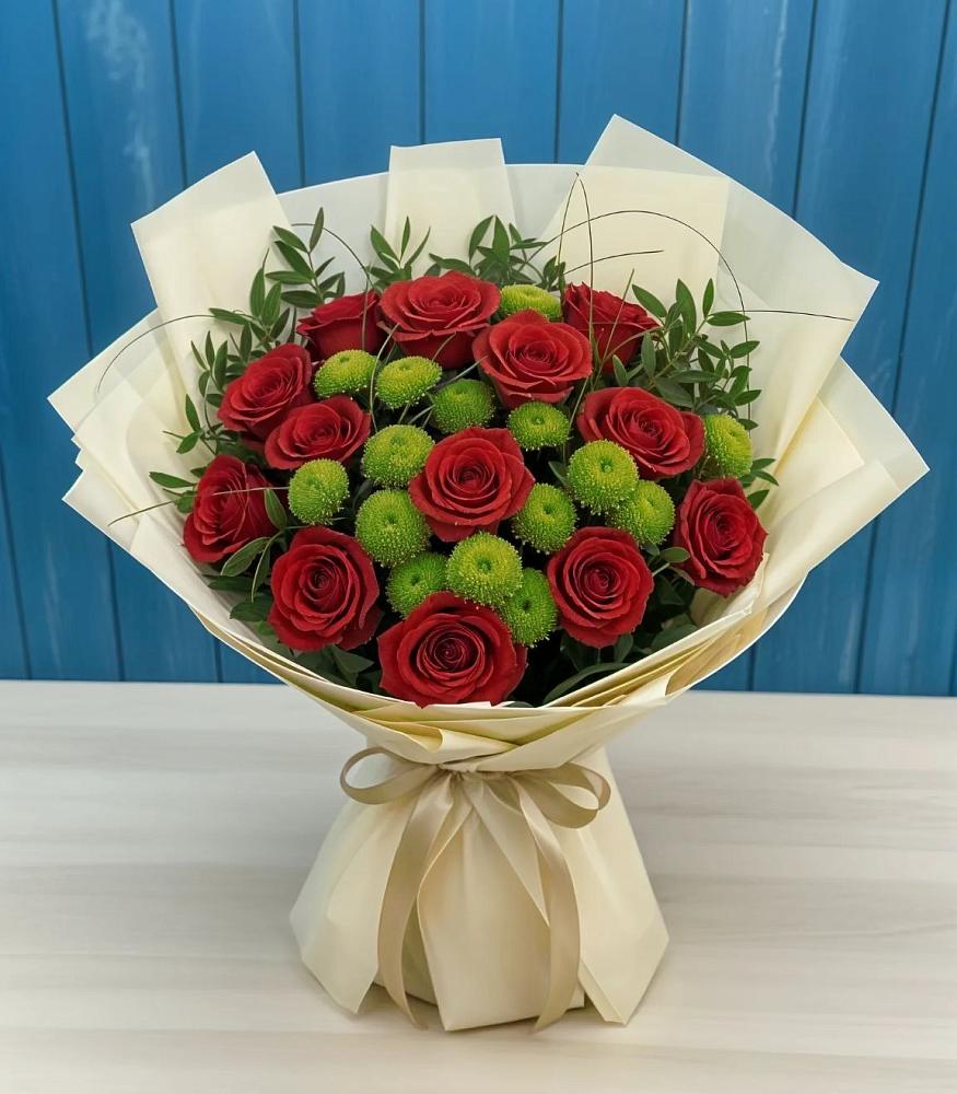 Букет цветов из: Розы и Хризантемы в Орехово-Зуево